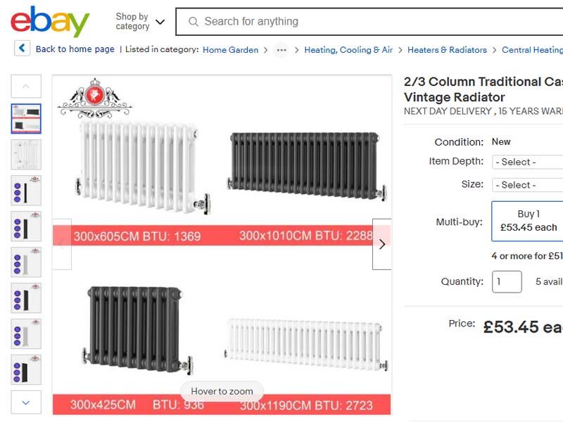 Heating radiator business on eBay UK has gained significant popularity