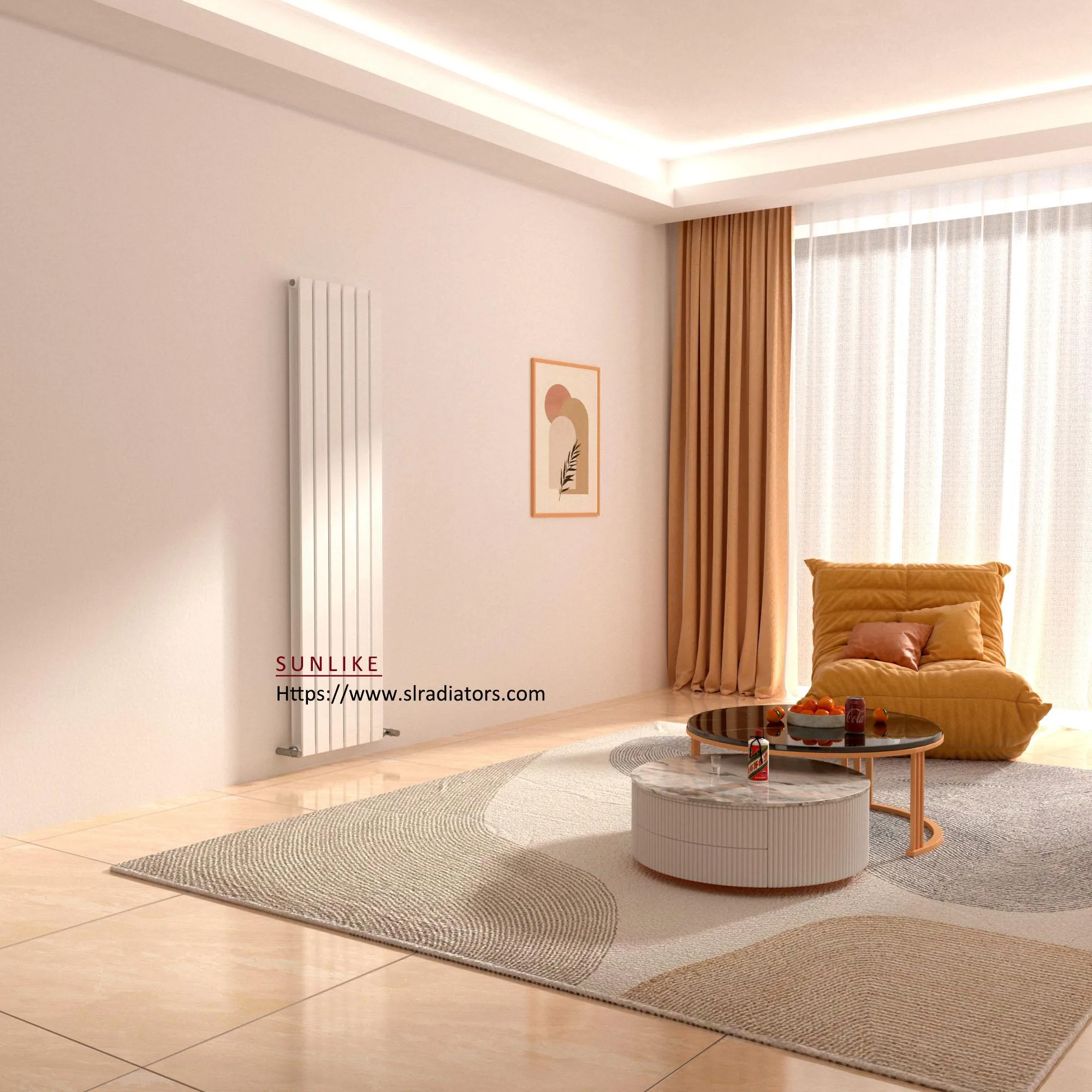 White Designer Vertical Radiator Flat Panel Column Rads